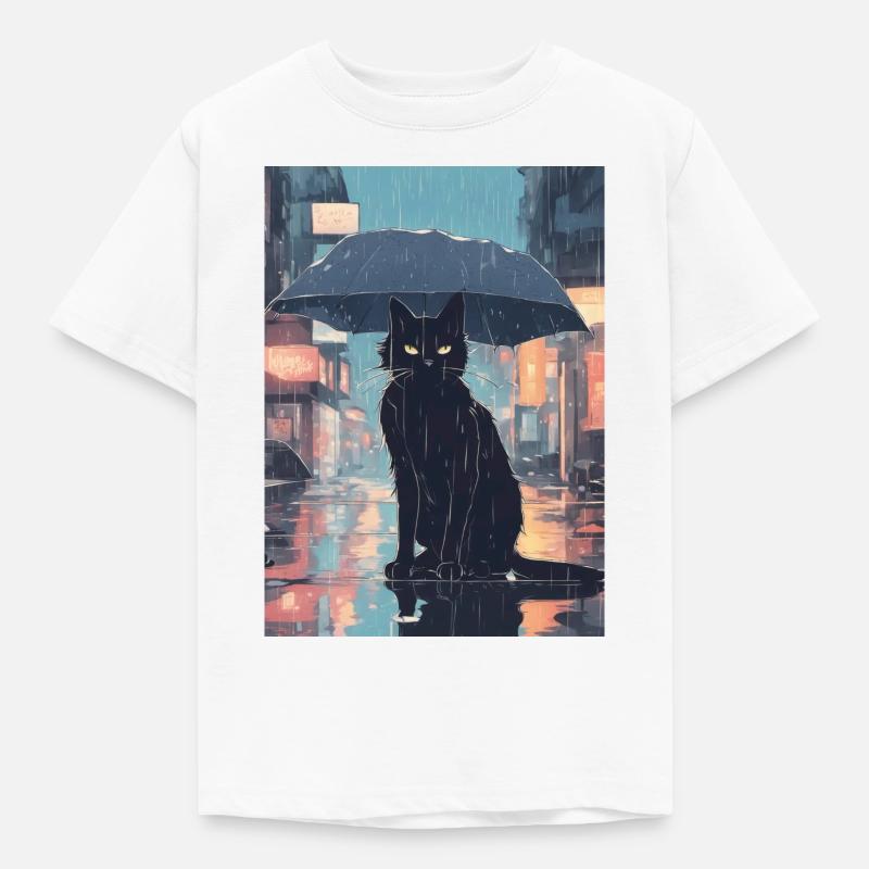 Cute Grumpy Black Cat - Kids' T-Shirt - white