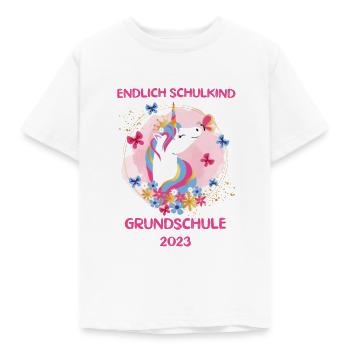 Einschulung Grundschule Einhorn Design Mädchen - Kinder T-Shirt - Weiß - Vorne - AI Model Kid Male (0cm)