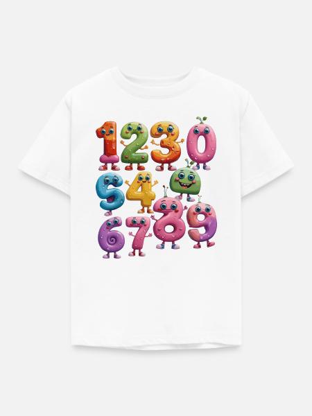 Farbige Nummern - Kinder T-Shirt - Weiß