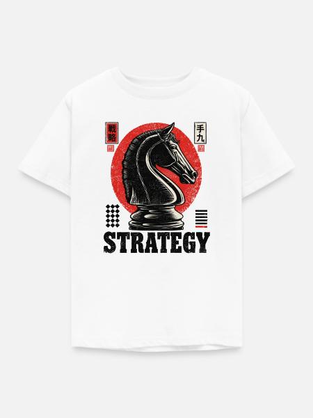 Strategie Pferd: Schach - Kinder T-Shirt - Weiß
