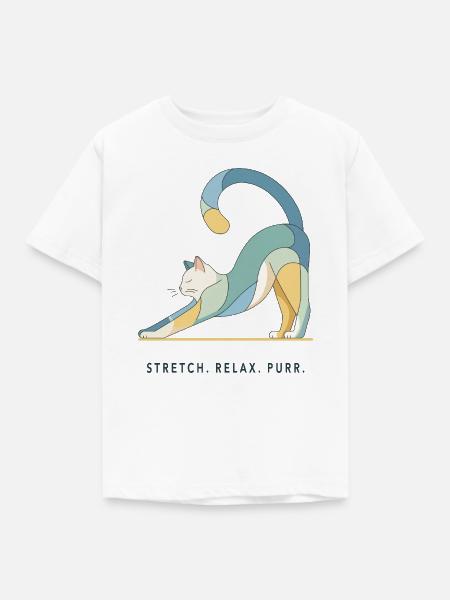Stretch. Relax. Purr. – Katze - Kinder T-Shirt - Weiß