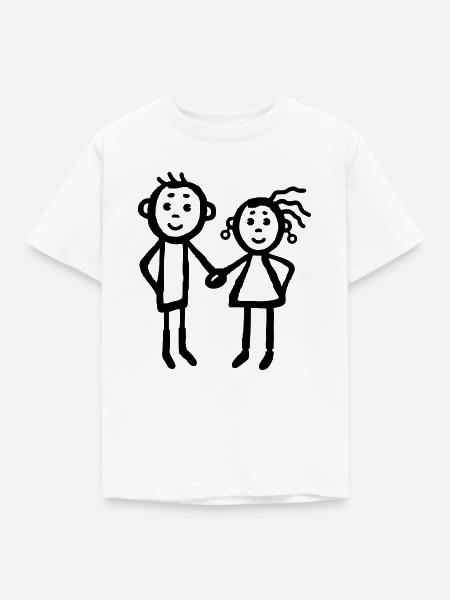 Paar - Geschwister - Kinder T-Shirt - Weiß