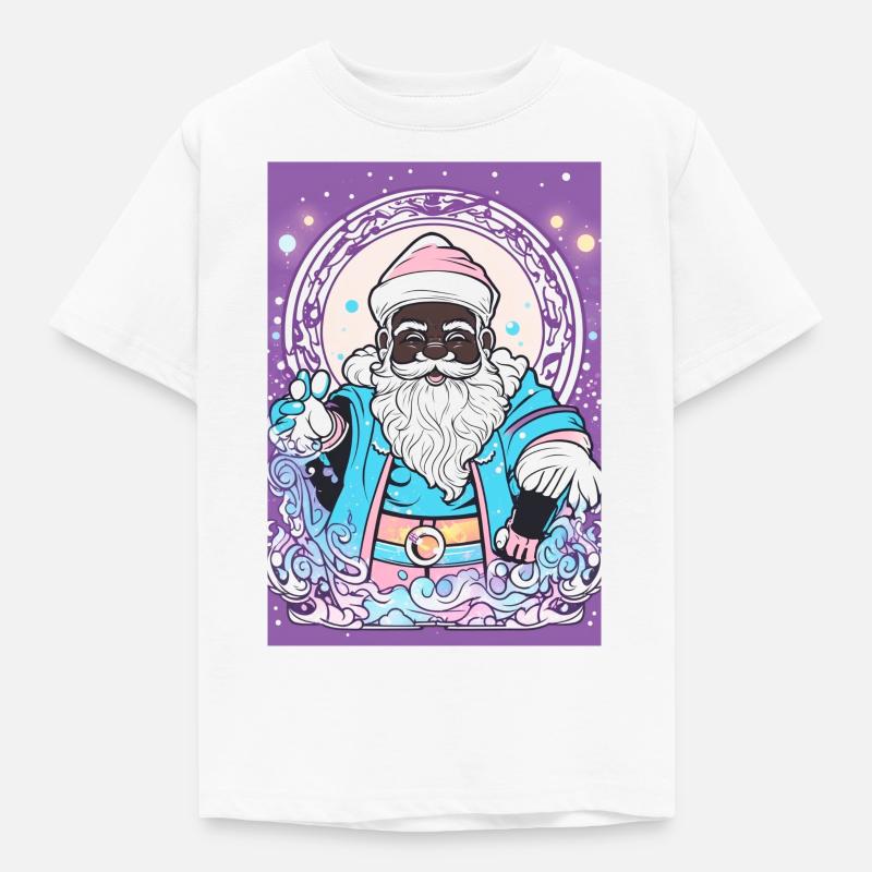 Babbo Natale Babbo Natale Nero Viola - Maglietta per bambini - bianco