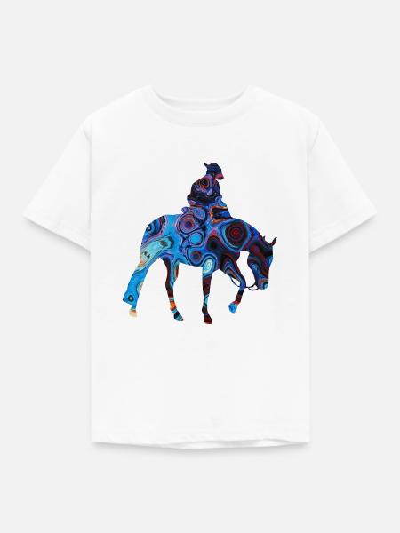 Reiningstar Westernreiter bunt - Kinder T-Shirt - Weiß