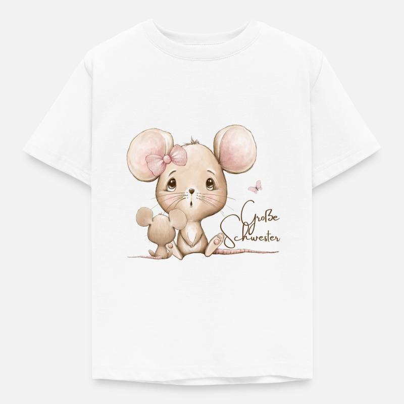 Große Schwester Maus - Kinder T-Shirt - Weiß