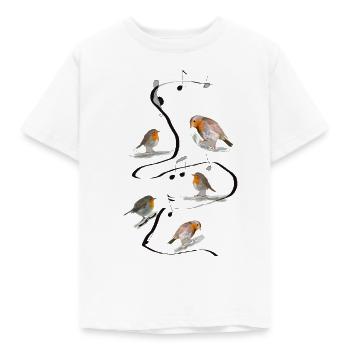 Robins, musique, mélodie - T-shirt Enfant - blanc - Devant - AI Model Kid Male (0cm)