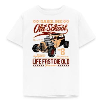 Old School Rockabilly Hot Rod - T-shirt barn - vit - Fram - AI Model Kid Male (0cm)