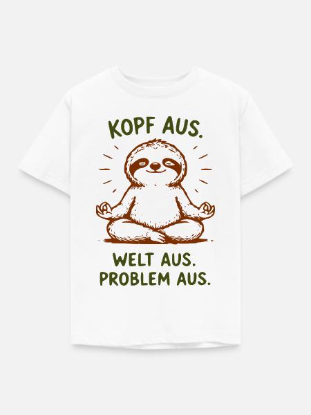 Langsamer Faultier Meditationsdesign - Kinder T-Shirt - Weiß