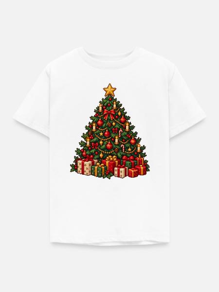 Weihnachtsbaum voller Lichter & Geschenke - Kinder T-Shirt - Weiß