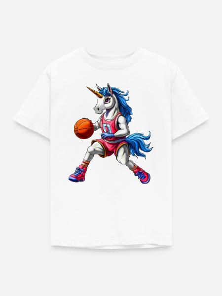 Einhorn Basketball - Kinder T-Shirt - Weiß