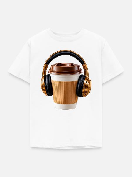 Musik mit Kaffee - Kinder T-Shirt - Weiß