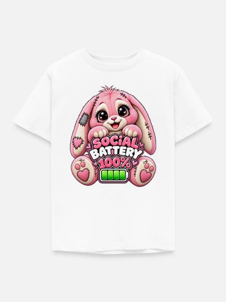 Social Battery Hoppelbunny 100% - Kinder T-Shirt - Weiß