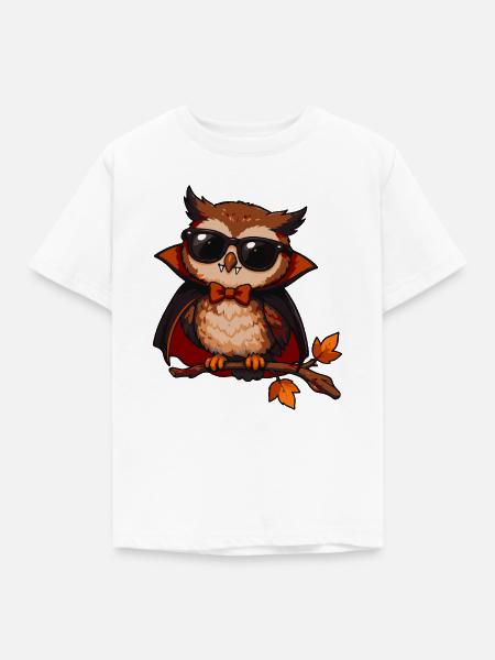 Sonnenbrillen-Eule im Cape - Kinder T-Shirt - Weiß