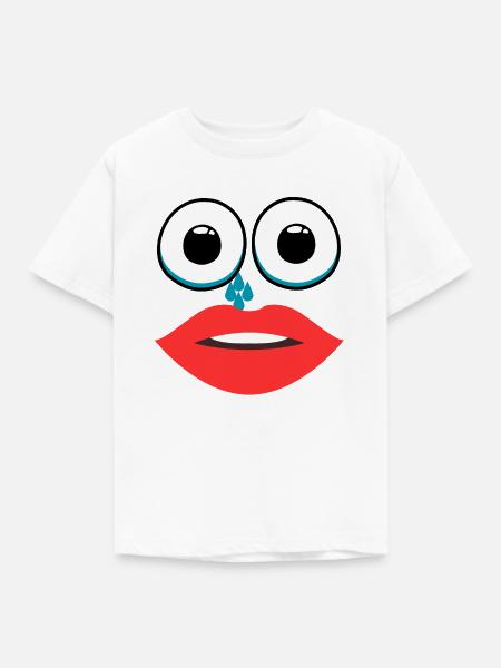Frau mit weinendem Lippenstift - Kinder T-Shirt - Weiß