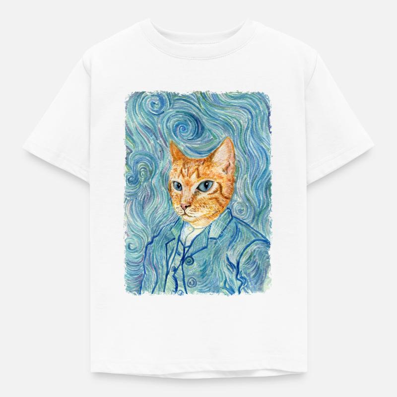 Kätzchen van Gogh - Kinder T-Shirt - Weiß