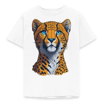 Guépard I Grand Chat de la Savane Africaine I Cadeau - T-shirt Enfant - blanc - Devant - AI Model Kid Male (0cm)