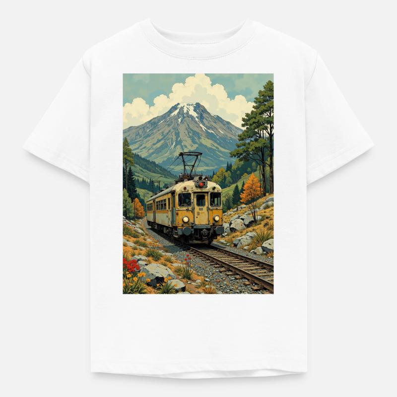 Retro Train Image - Kids' T-Shirt - white