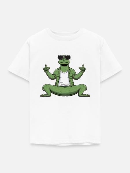 Yoga Krokodil - Kinder T-Shirt - Weiß