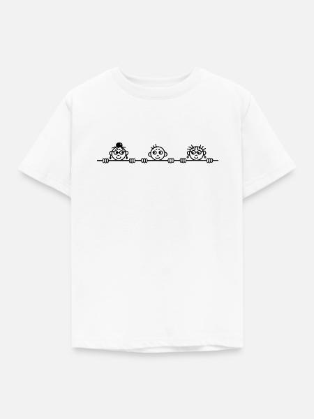 3 neugierige Kinder - Kinder T-Shirt - Weiß