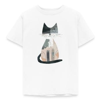 Niedliche skurrile Katzenillustration - Entzückendes Tier - Kinder T-Shirt - Weiß - Vorne - AI Model Kid Male (0cm)