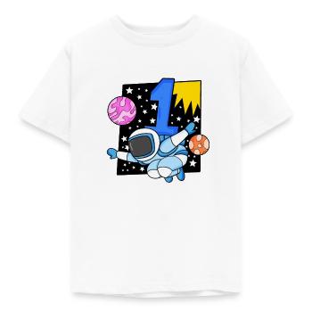 Zahl 1 Nummer Eins - Astronaut Motiv - Kinder T-Shirt - Weiß - Vorne - AI Model Kid Male (0cm)