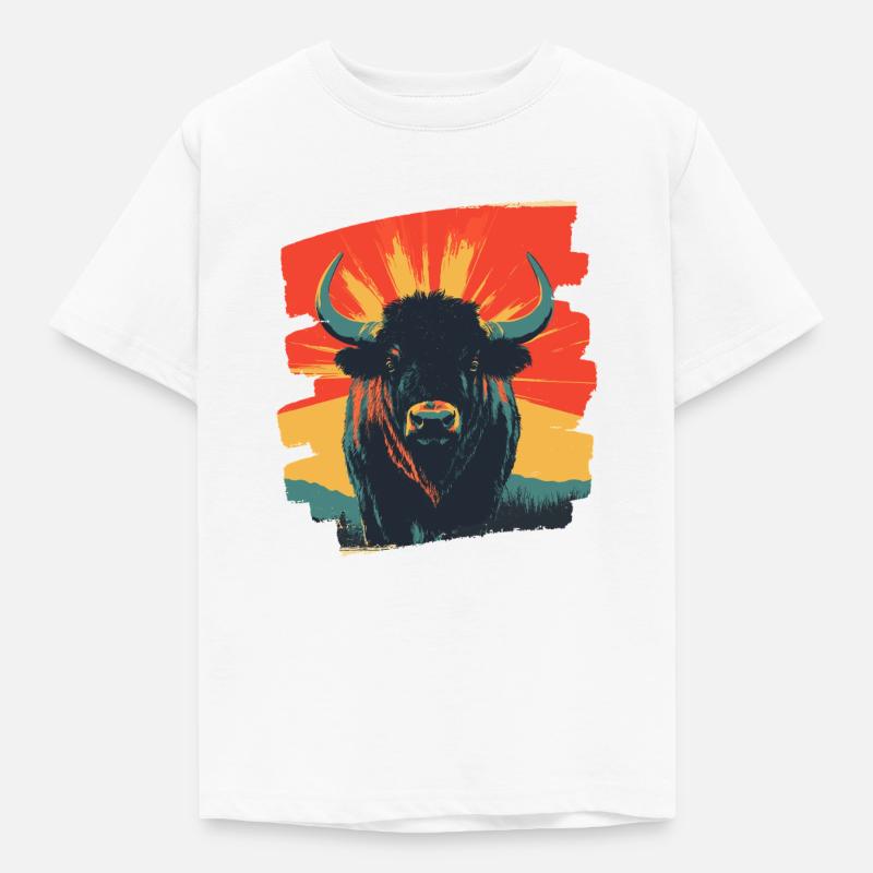 Büffel - Kinder T-Shirt - Weiß