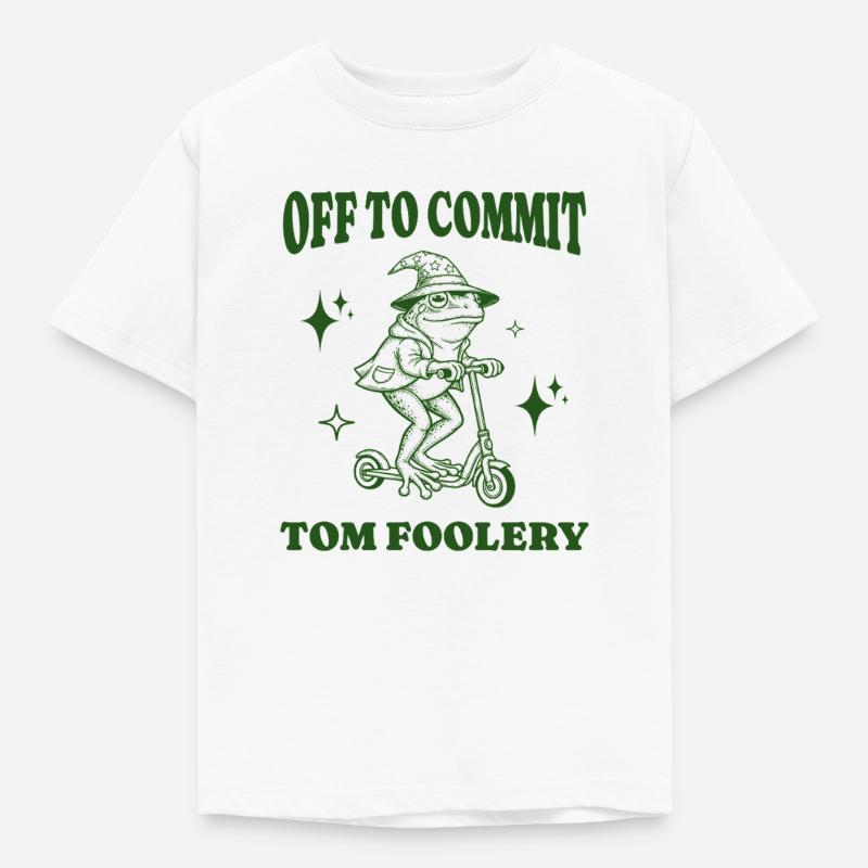 Off To Commit Tom Foolery Funny Frog Illustration - Kids' T-Shirt - white