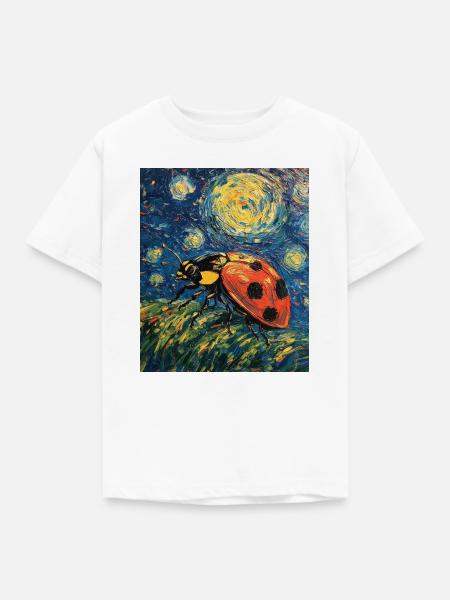 Marienkäfer Van Gogh Style Starry Night - Kinder T-Shirt - Weiß