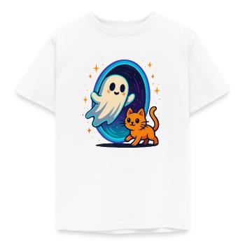Chat fantôme à travers le portail stellaire - T-shirt Enfant - blanc - Devant - AI Model Kid Male (0cm)