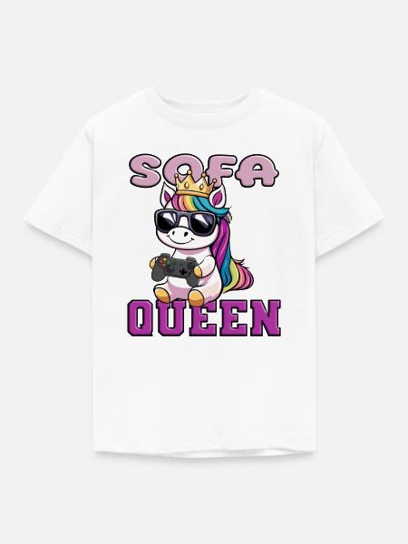 einhorn die sofa queen - Kinder T-Shirt - Weiß