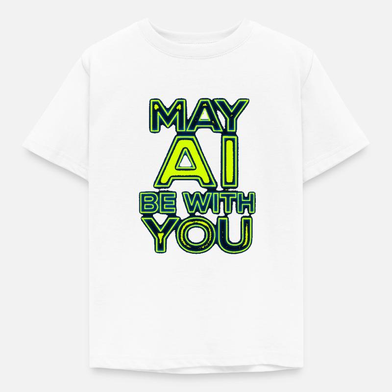 Möge die KI mit dir sein Neon - Kinder T-Shirt - Weiß