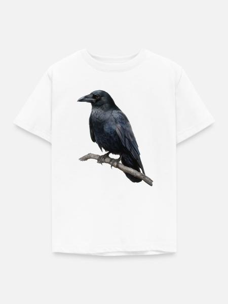Rabe Krähe Vogel - Kinder T-Shirt - Weiß