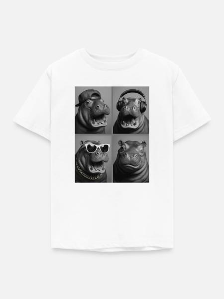 Nilpferd - Kinder T-Shirt - Weiß