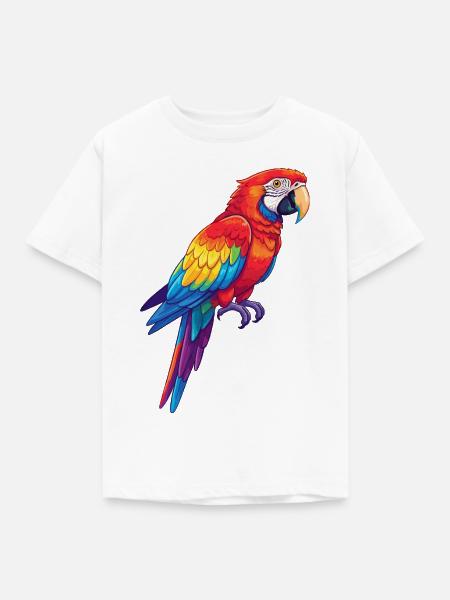 Bunte Papagei-Regenbogen-Pop-Art-Aquarell - Kinder T-Shirt - Weiß