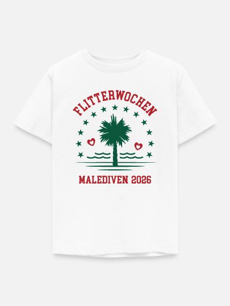 Flitterwochen Malediven 2026 Hochzeitsreise Heirat - Kinder T-Shirt - Weiß
