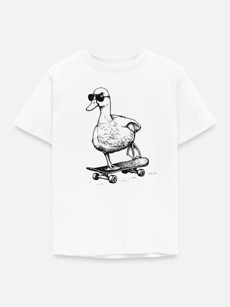 Skater Ente - Kinder T-Shirt - Weiß