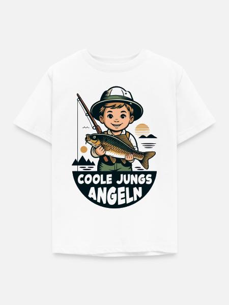 Coole Jungs Angeln - Kinder T-Shirt - Weiß