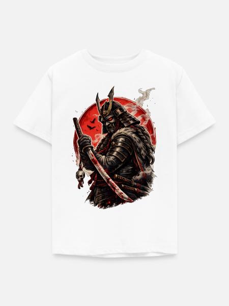Blutmond-Samurai-Krieger - Kinder T-Shirt - Weiß