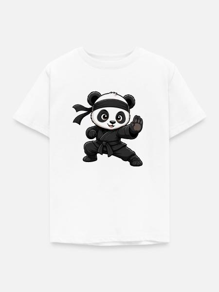 Ninja Panda im Dunkelgi - Kinder T-Shirt - Weiß