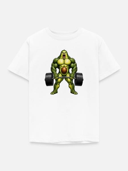 Avocado Gewichtheber Bodybuilder Fitness - Kinder T-Shirt - Weiß