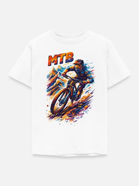 MTB Downhill Mountainbiker Abstrakt Spruch - Kinder T-Shirt - Weiß