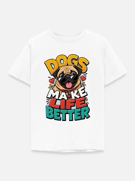 Mops - Kinder T-Shirt - Weiß
