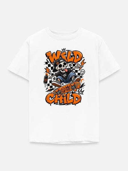 Wild Child Skater - Kinder T-Shirt - Weiß