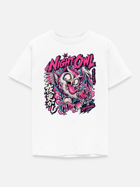 NachtEule Neon Punk Schlaflos - Kinder T-Shirt - Weiß