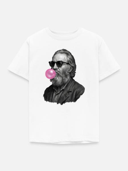 Walt Whitman mit Pinker Bubble - Kinder T-Shirt - Weiß