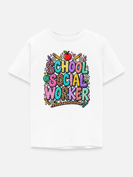 Schulsozialarbeiter Doodle Kunst - Kinder T-Shirt - Weiß