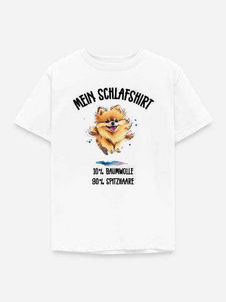 Zwergspitz Springend Schlafshirt - Kinder T-Shirt - Weiß