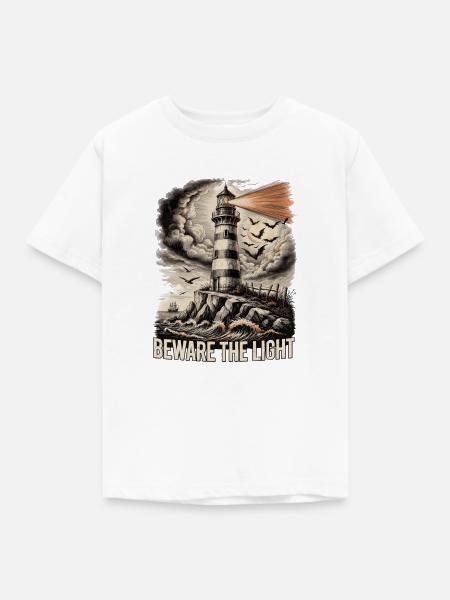 Beware The Light Leuchtturm Küste - Kinder T-Shirt - Weiß