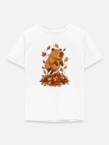 Sleepy Capybara Camping - Kinder T-Shirt - Weiß