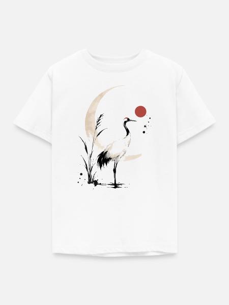Mondsichelkranich - Kinder T-Shirt - Weiß